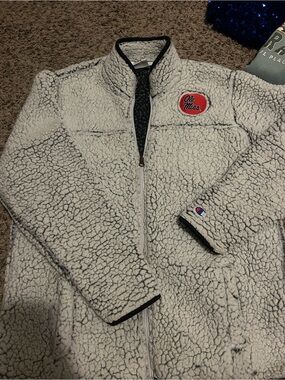 Champion Grey Sherpa Fleece Jacket with Ole Miss Patch
